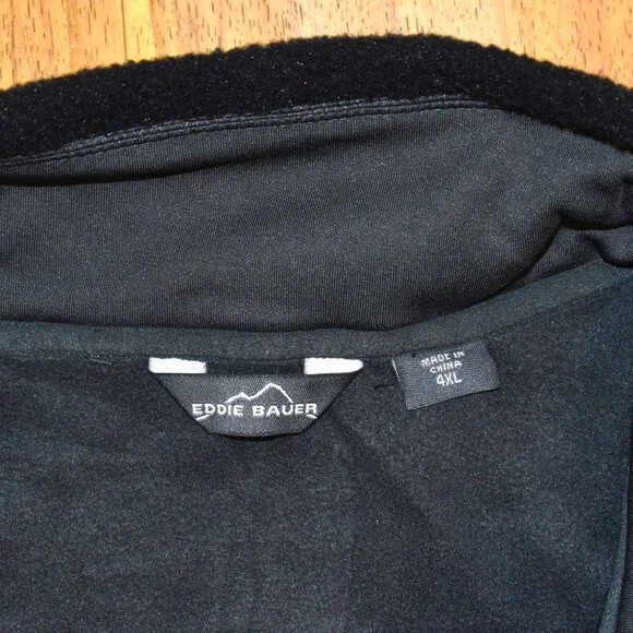 NWT Eddie Bauer Men's Sherpa Full-Zip Fleece Jacket 4XL Black Gray